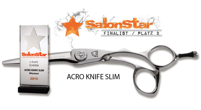 Mizutani Europe Salonstar Auszeichung 2013 zweiter Platz in der Kategorie Scheren mit der Acro Knife Slim | Mizutani Haarschere