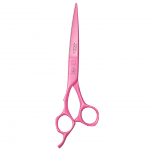 Eine pinke Friseurschere- Pink Flamingo II Schorem Master- Mizutani Scissors