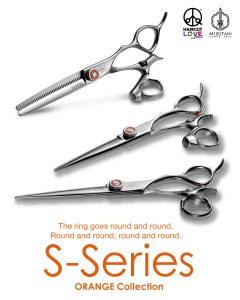 S-Serie Orange Collection Swivel Mizutani Friseurschere Linkshänder