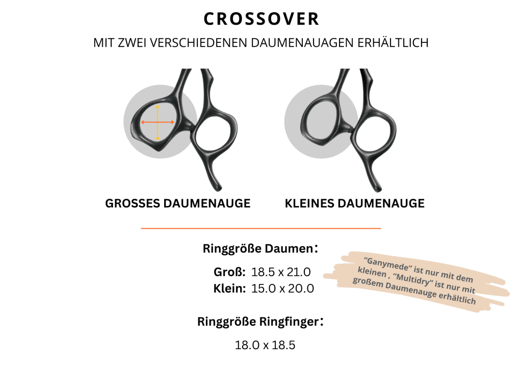 Crossover mit zwei verschiedenen Daumenaugen erhältlich Großes Daumenauge Kleines Daumenauge